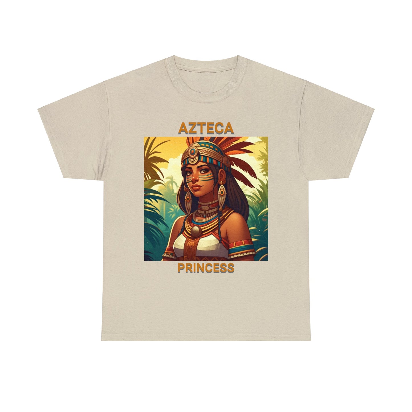 Unisex Cotton Tee with women aztec warrior design