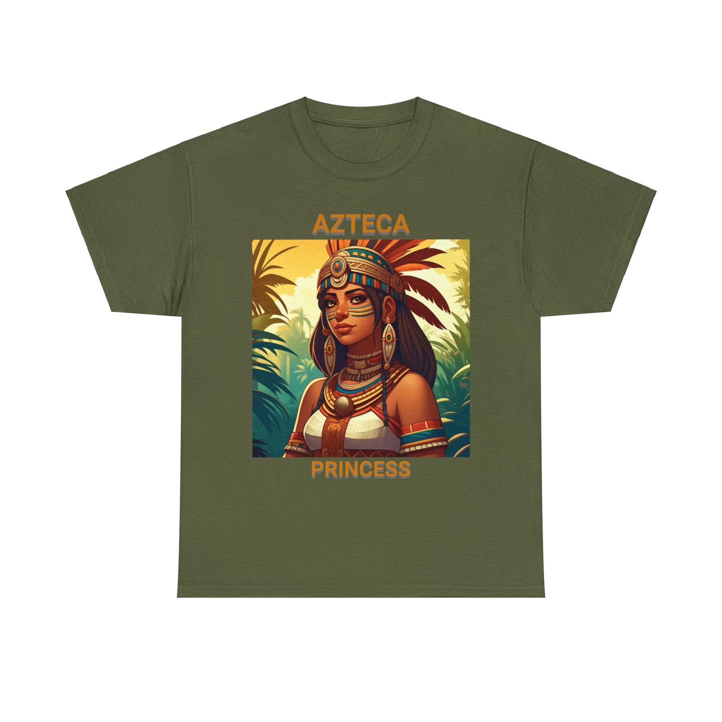 Unisex Cotton Tee with women aztec warrior design