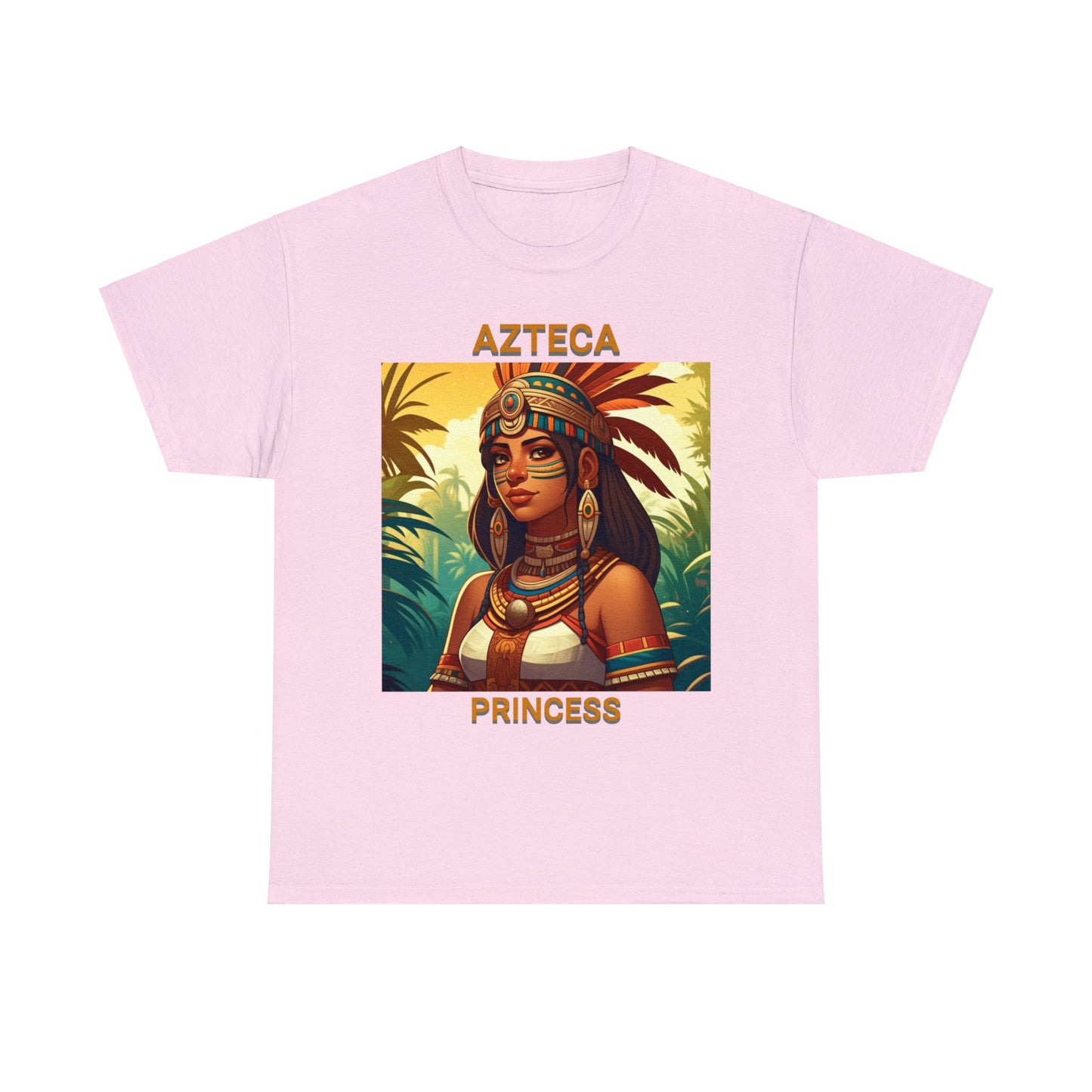 Unisex Cotton Tee with women aztec warrior design