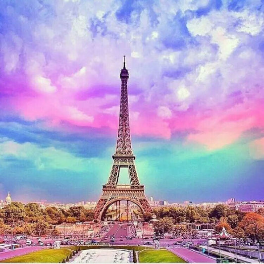 5D Eiffel Tower Diamond Painting Full Round Home Decor Diamond Paint Embroidery Kits Romantic Rainbow Tower CrossStitch Picture
