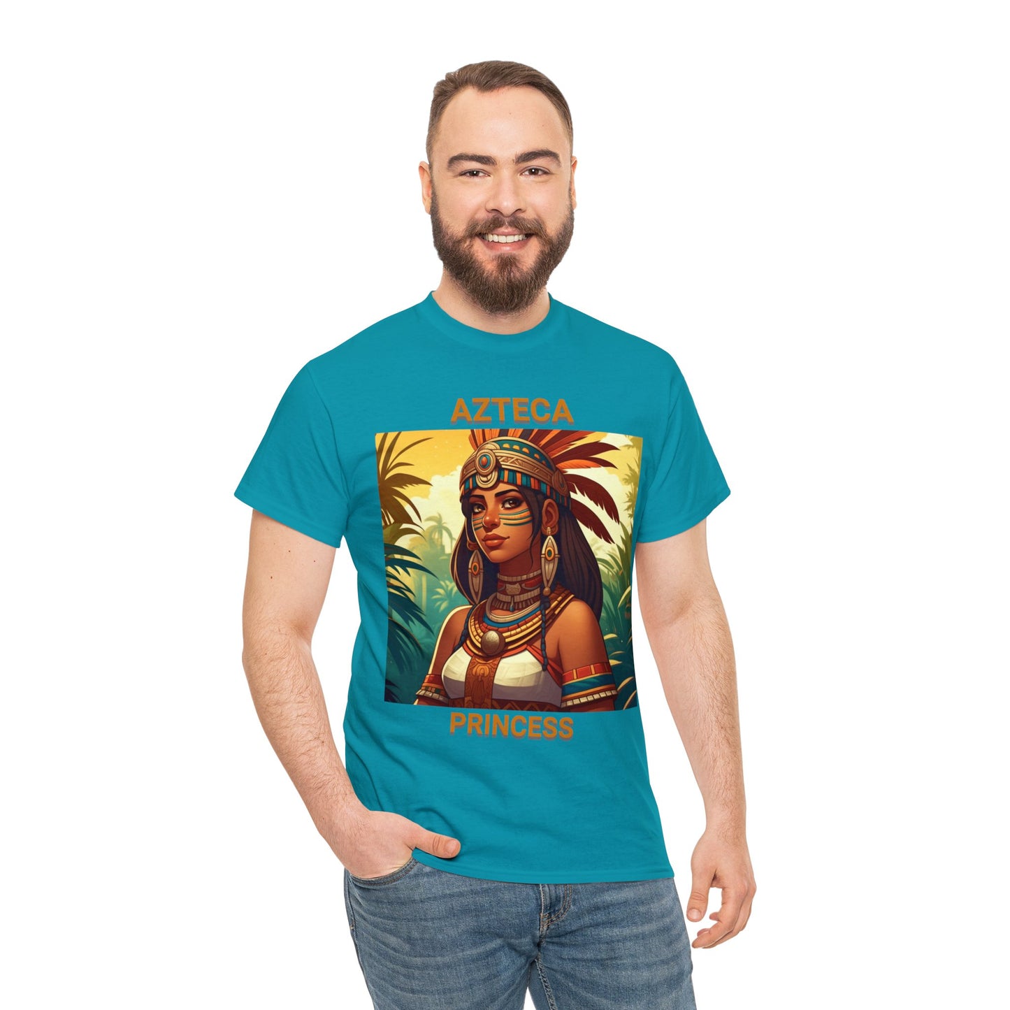 Unisex Cotton Tee with women aztec warrior design