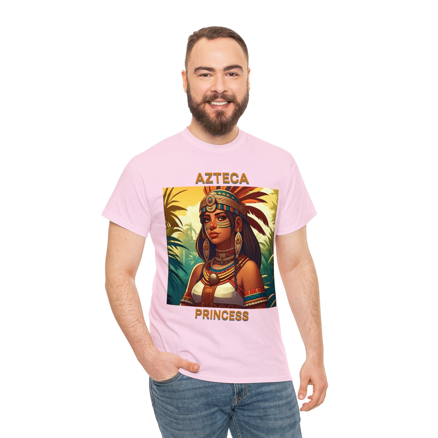 Unisex Cotton Tee with women aztec warrior design