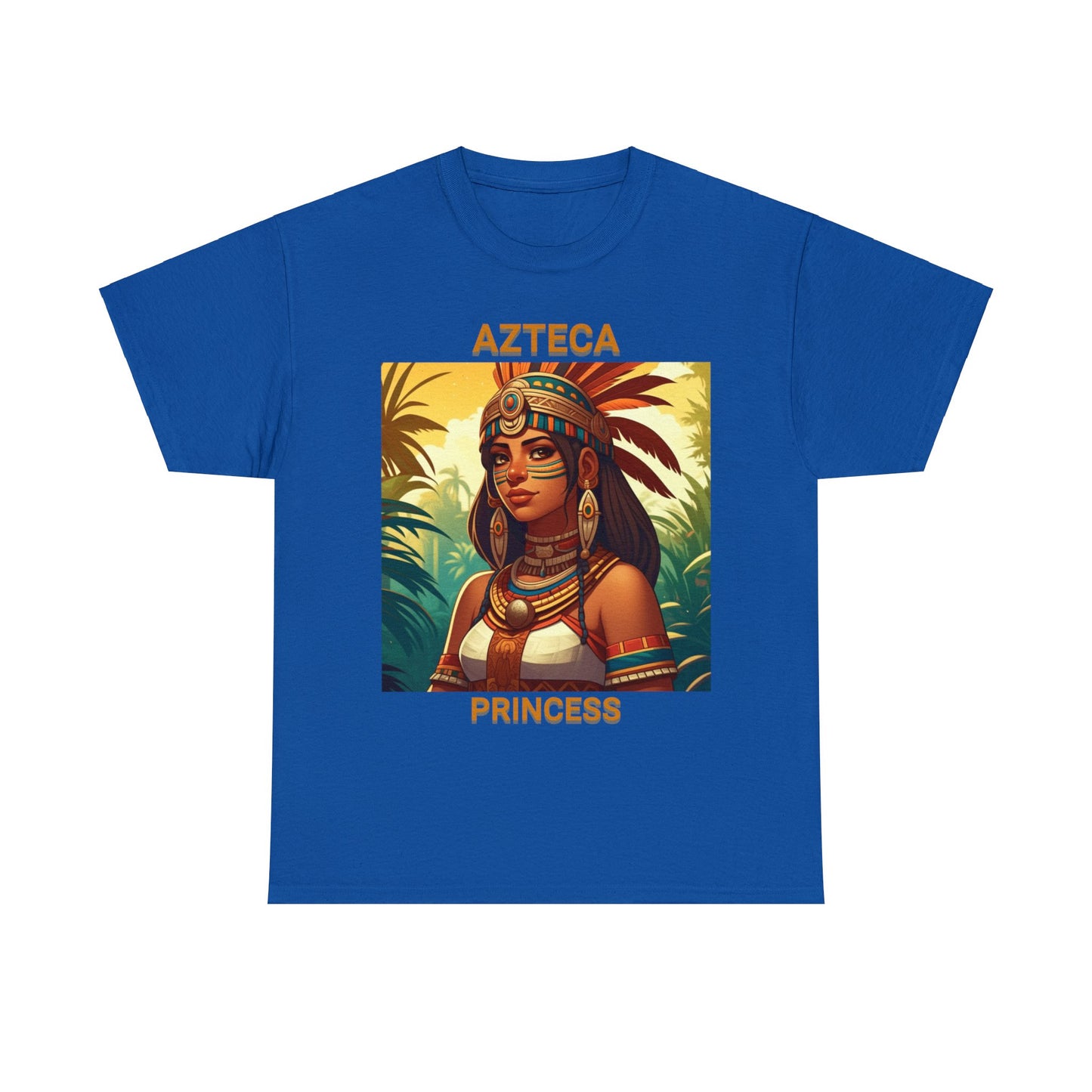 Unisex Cotton Tee with women aztec warrior design