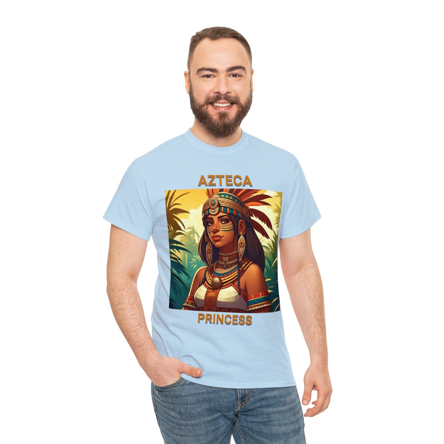 Unisex Cotton Tee with women aztec warrior design