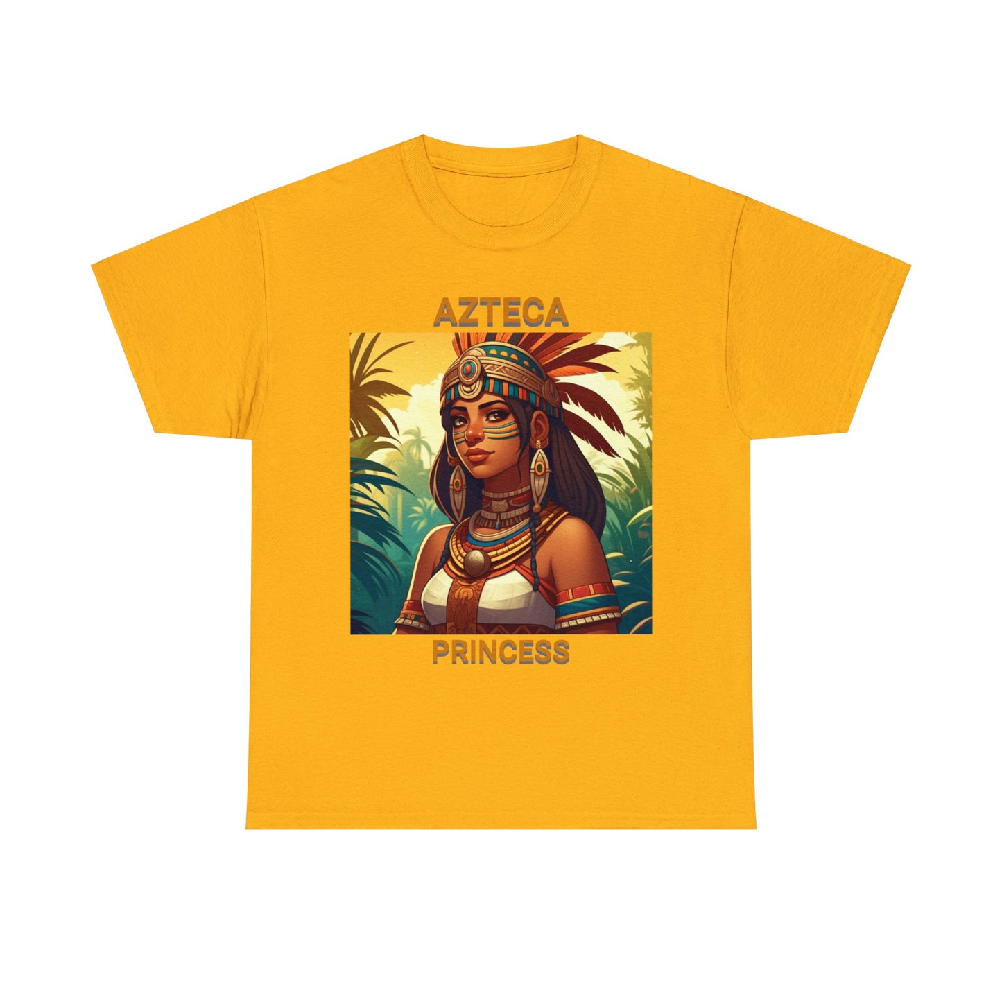 Unisex Cotton Tee with women aztec warrior design