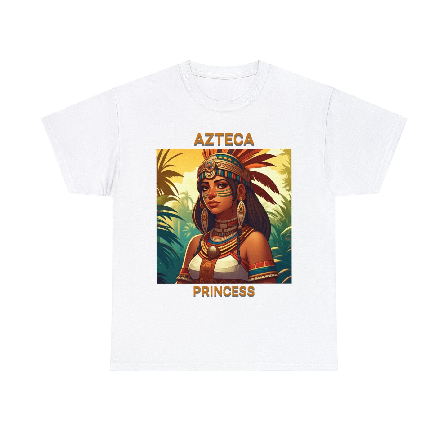 Unisex Cotton Tee with women aztec warrior design