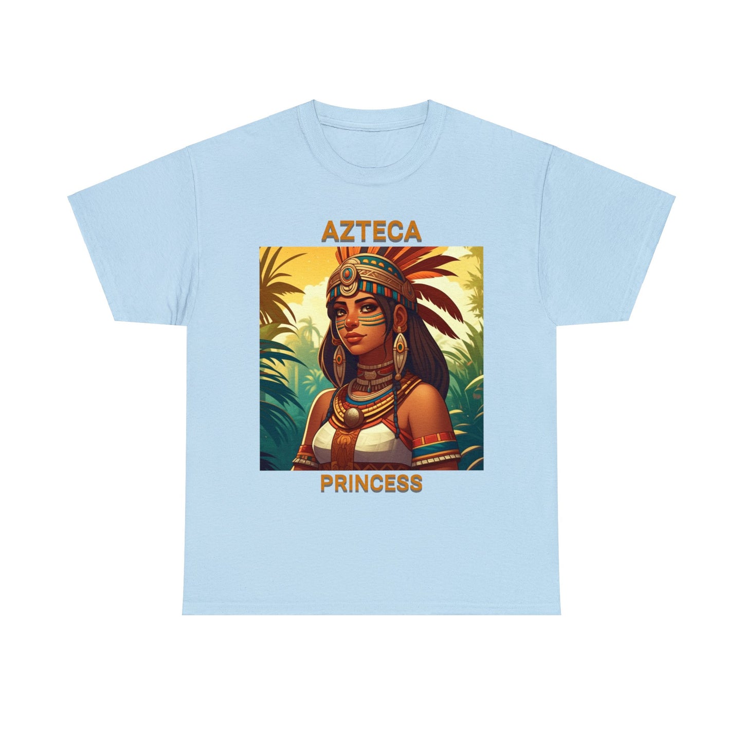 Unisex Cotton Tee with women aztec warrior design