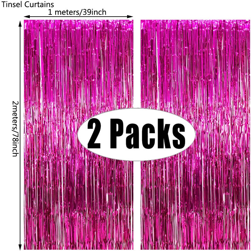 Metallic Foil Fringe Tinsel Backdrop Curtain