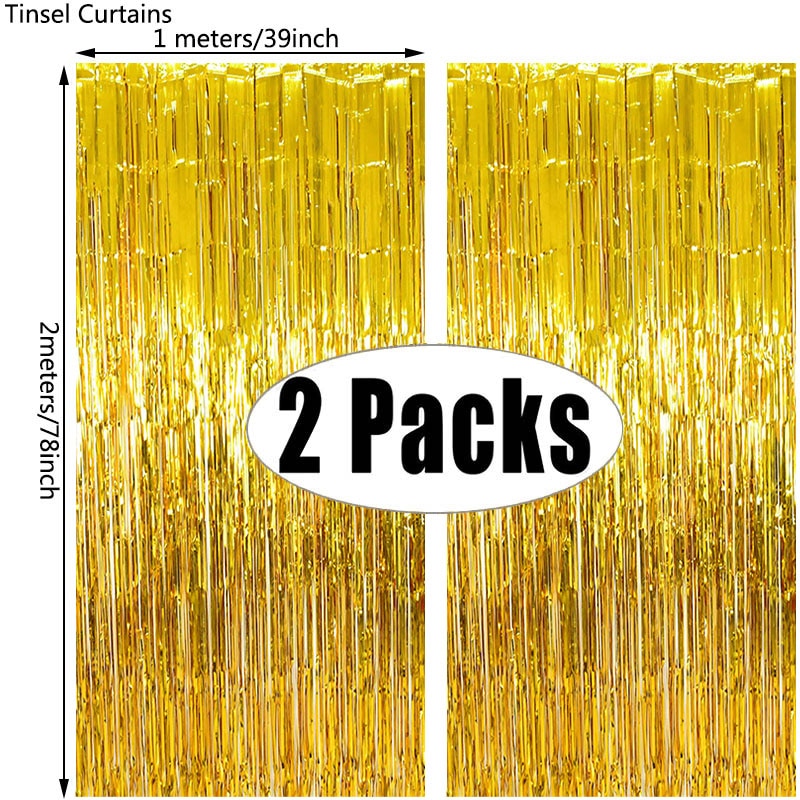 Metallic Foil Fringe Tinsel Backdrop Curtain