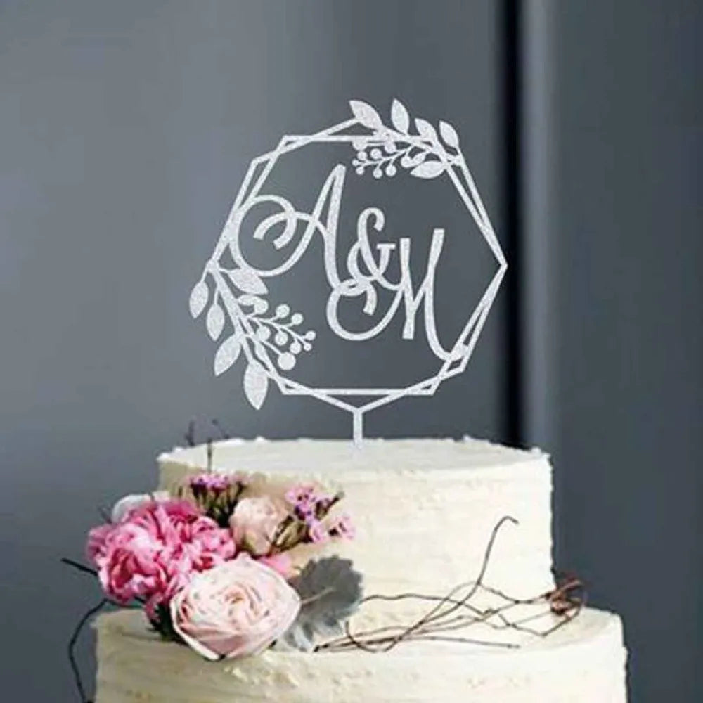 Persoanaized Initials Rustic Wreath cake topper