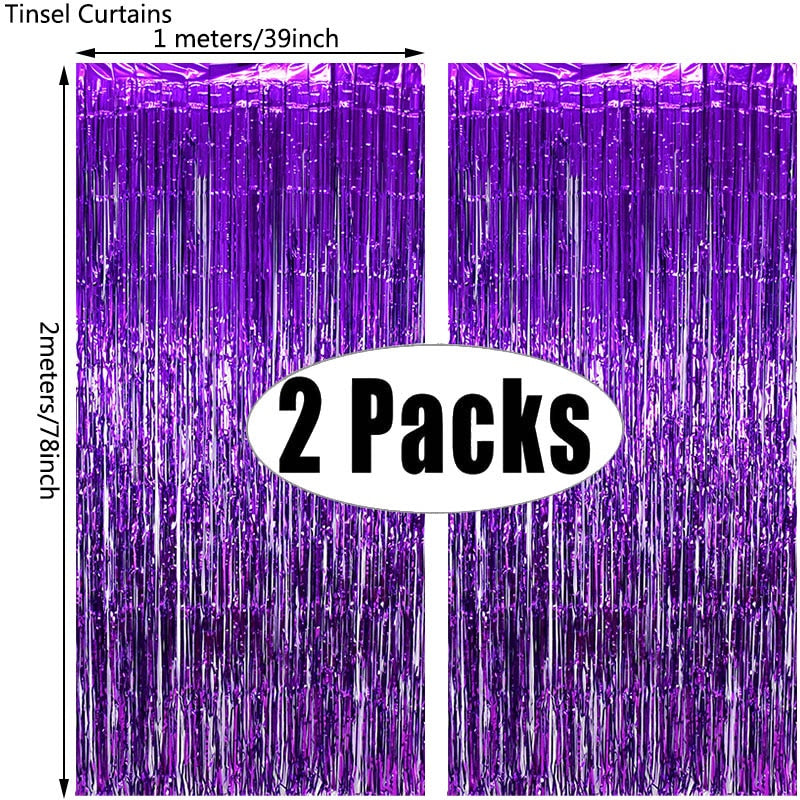 Metallic Foil Fringe Tinsel Backdrop Curtain