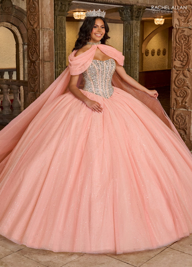 Rachel Allan Quinceñera Glitter Tulle Dress Style RQ1130