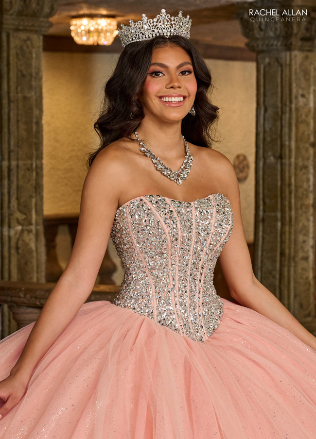 Rachel Allan Quinceñera Glitter Tulle Dress Style RQ1130