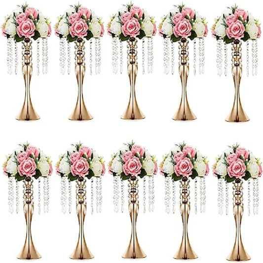 10 Pcs Wedding/Quinceñera Centerpiece Vase for with Crystal Bead Chain