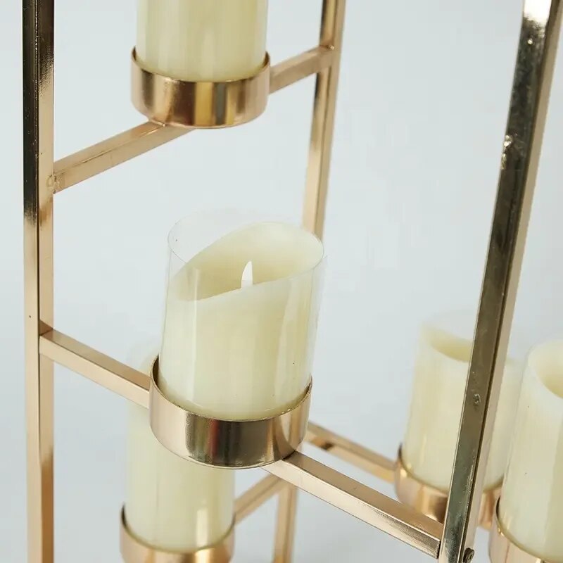 Gold Metal Frame Centerpiece With Candle Holders