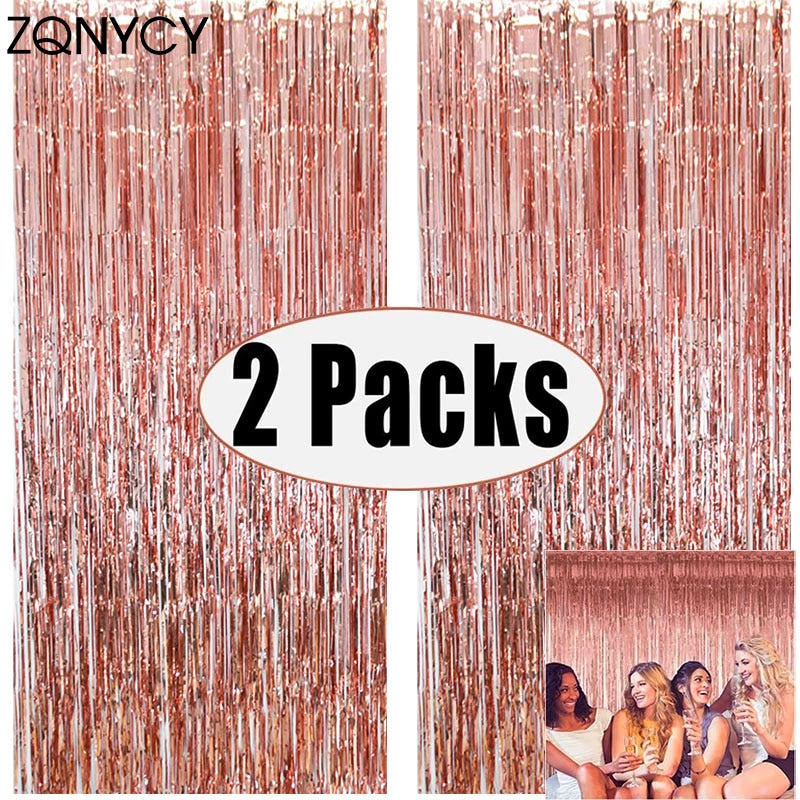 Metallic Foil Fringe Tinsel Backdrop Curtain